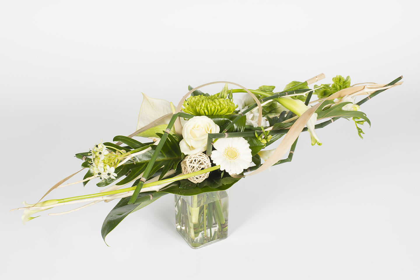 Bouquet horizontal vert et blanc – Rivière