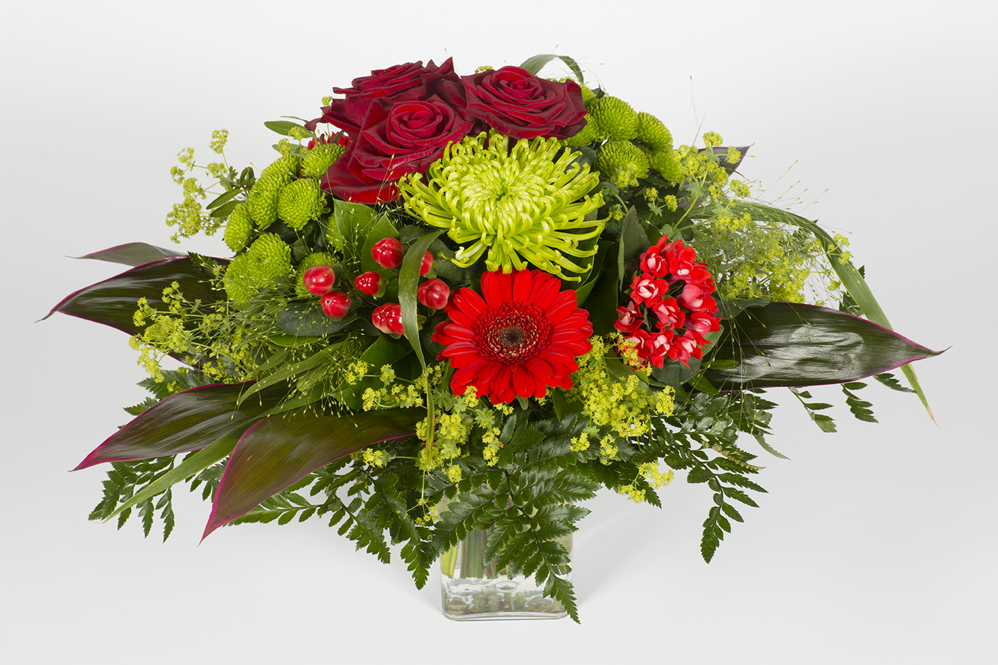 Bouquet rond  rouge et vert - Groseille