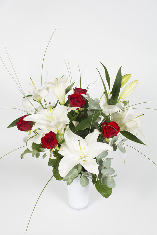 Bouquet hauteur lys blanc et rose -coco - Livraison fleurs Le Mans