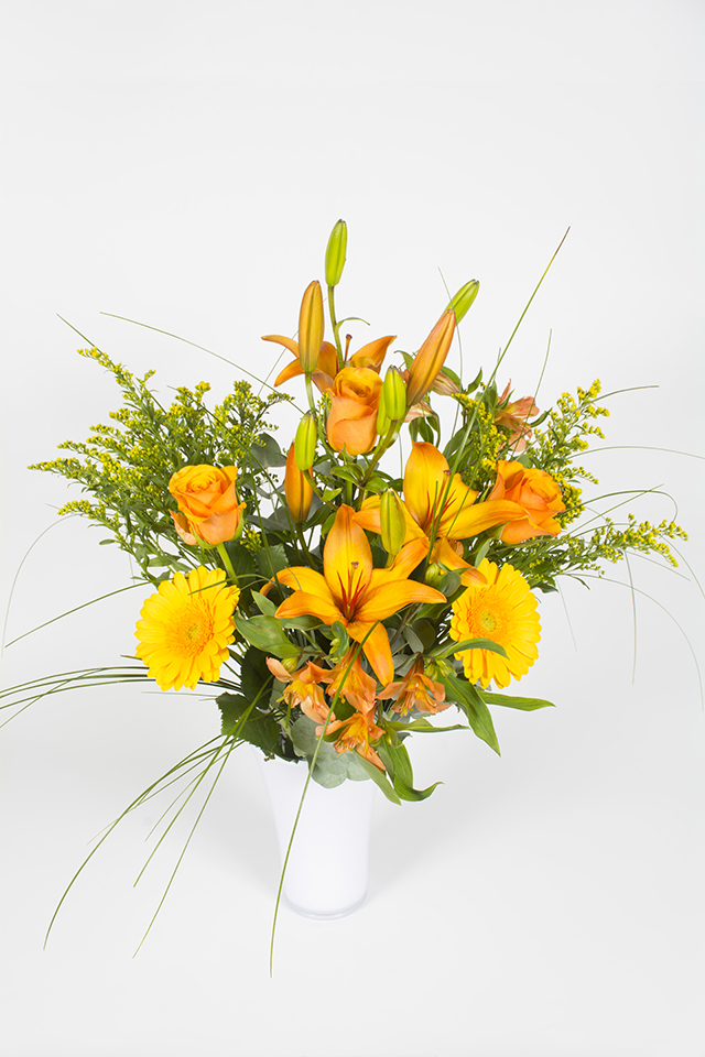 Bouquet hauteur jaune et orange – Pamplemousse