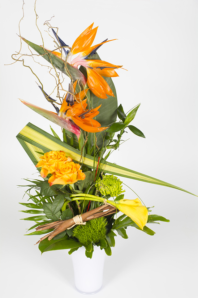 Bouquet linéaire jaune et orange – Mangue