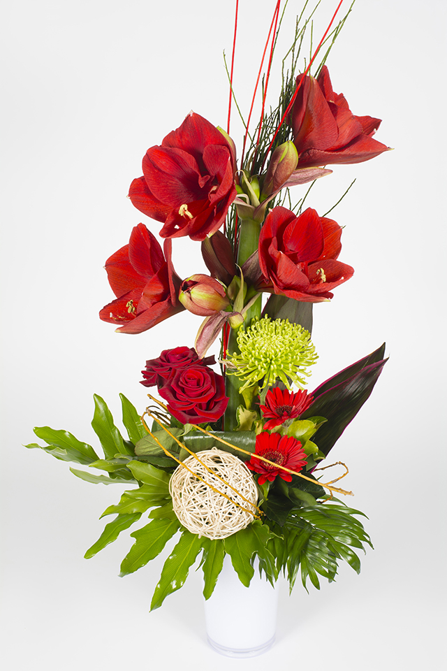 Bouquet linéaire rouge et vert – Rubis
