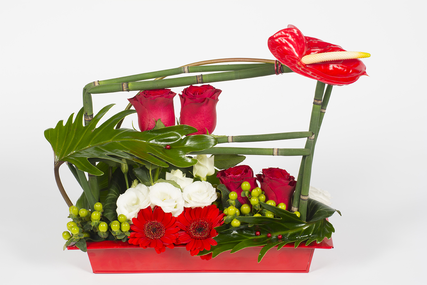 Composition florale horizontale rouge – Erable