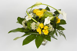 Bouquet rond jaune et blanc  - Citron givré